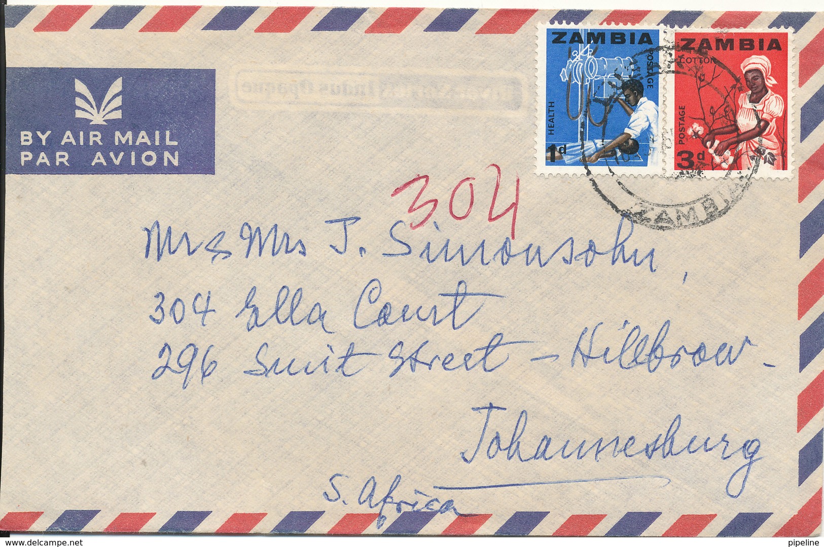 Zambia Air Mail Cover Sent To South Africa - Zambia (1965-...)