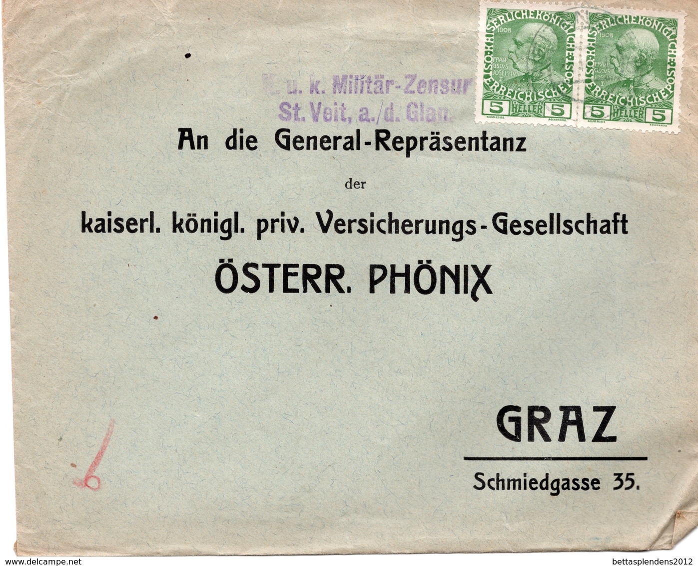 LSC - Censure - Griffe  K.U.K. MILITAR-ZENSUR   St.Veit, A./d. Glan. & Timbres - Máquinas Franqueo (EMA)