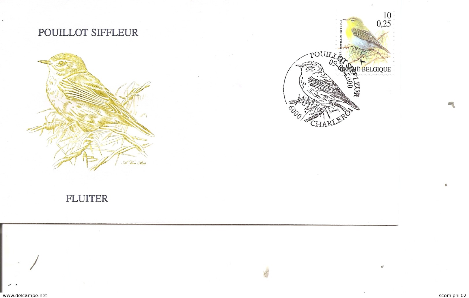 Oiseaux - Buzin - Pouillot Siffleur ( FDC De Belgique De 2000 à Voir) - Other & Unclassified