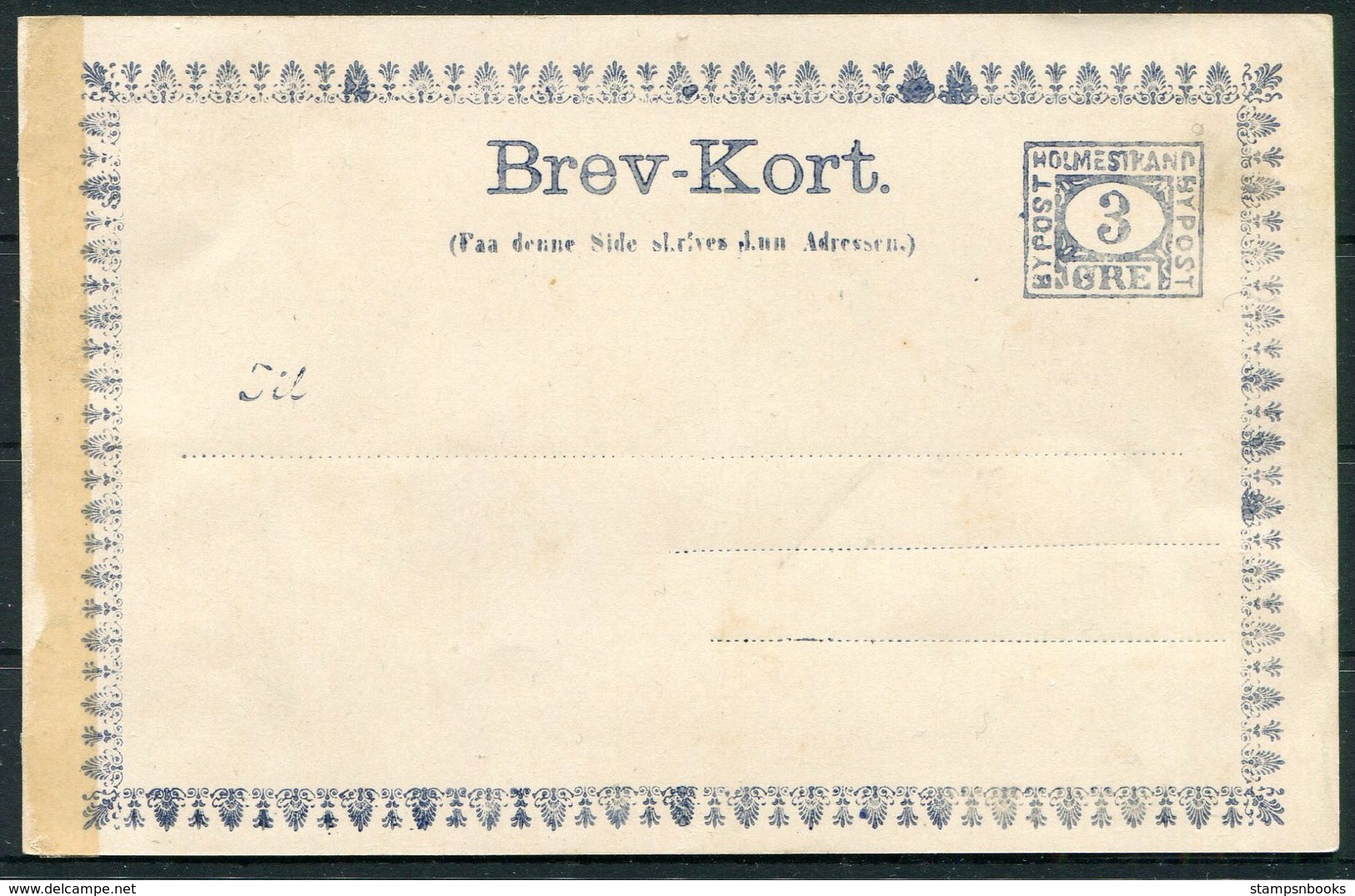 Norway Holmestrand Local Post 3 Ore Brev-kort Stationery Postcard - Local Post Stamps