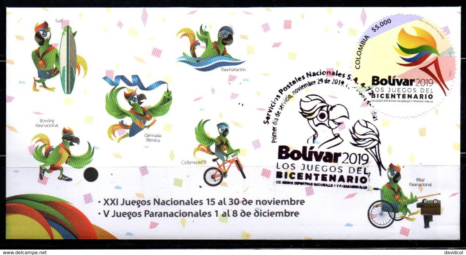 COLOMBIA- 2019 - FDC / SPD - BICENTENARY GAMES, BOLIVAR 2019 - Colombia