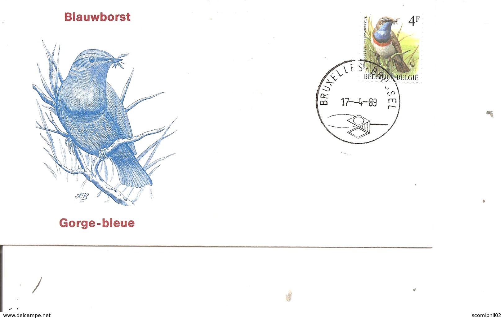 Oiseaux - Buzin - Gorge Bleue ( FDC De Belgique De 1989 à Voir) - Other & Unclassified