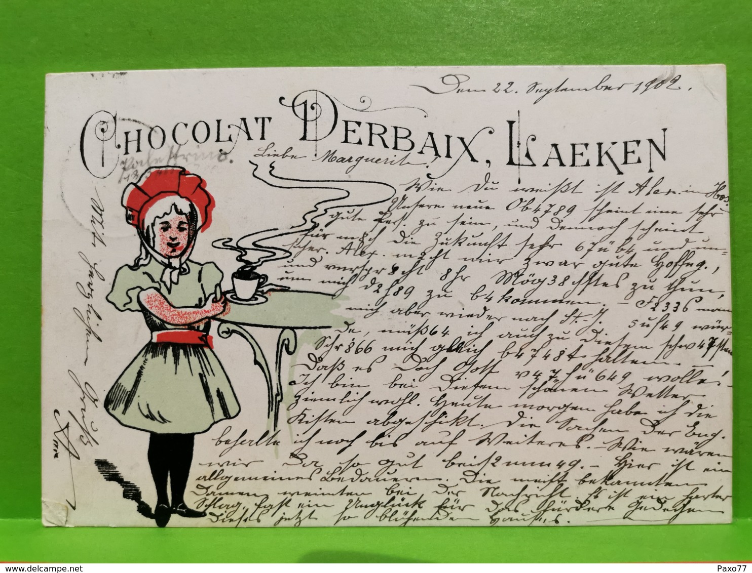 Chocolat Derbaix, Laeken. Sended To Luxembourg. Rare !!! - Laeken