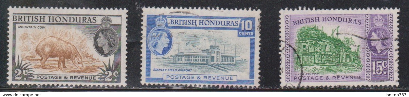 BRITISH HONDURAS Scott # 146, 149-50 MH & Used - QEII & Various Scenes - British Honduras (...-1970)