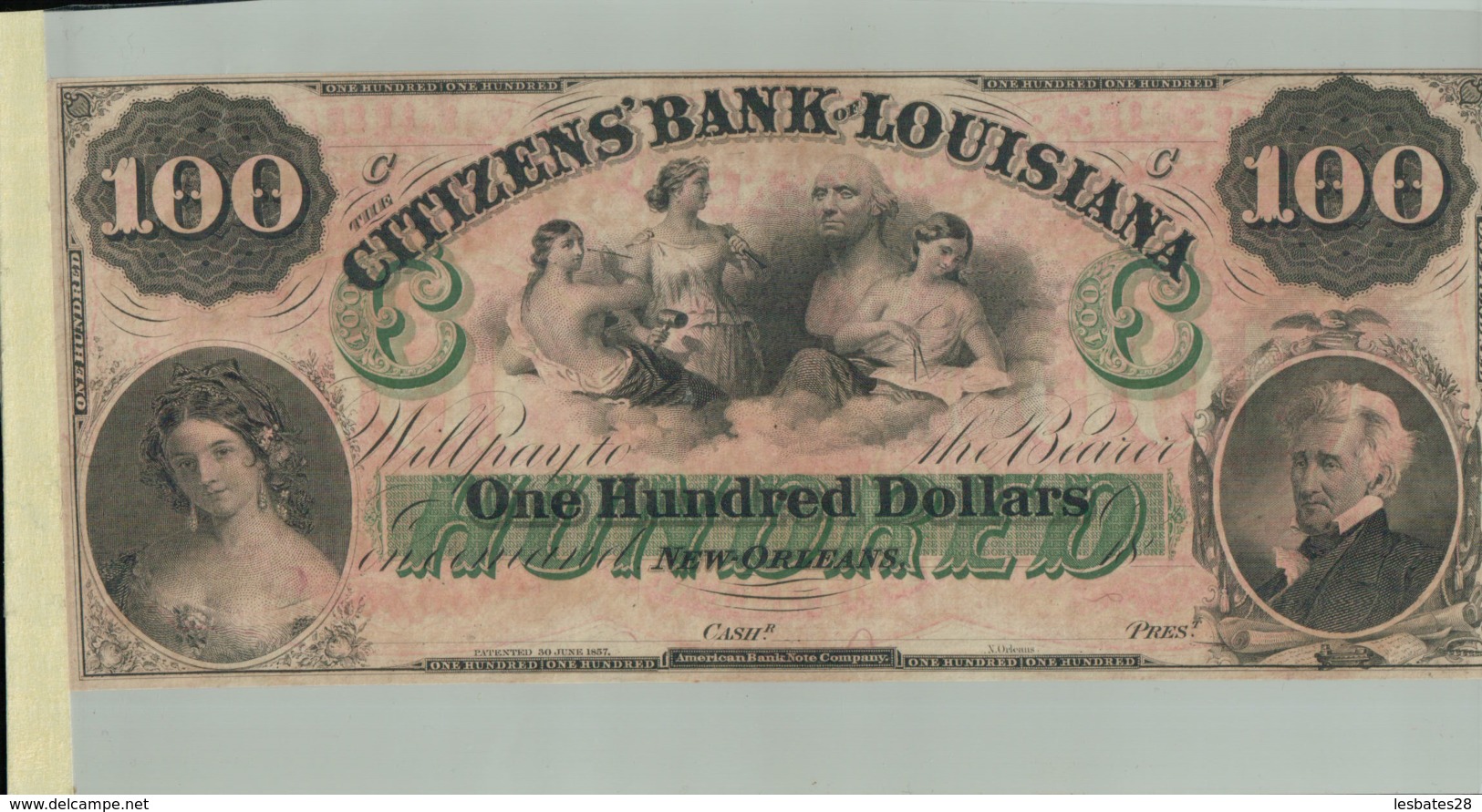 Billet De Banque, Citizens’ Bank Of Louisiana, $100, 1860s,   DEC 2019 Gerar - Confederate Currency (1861-1864)