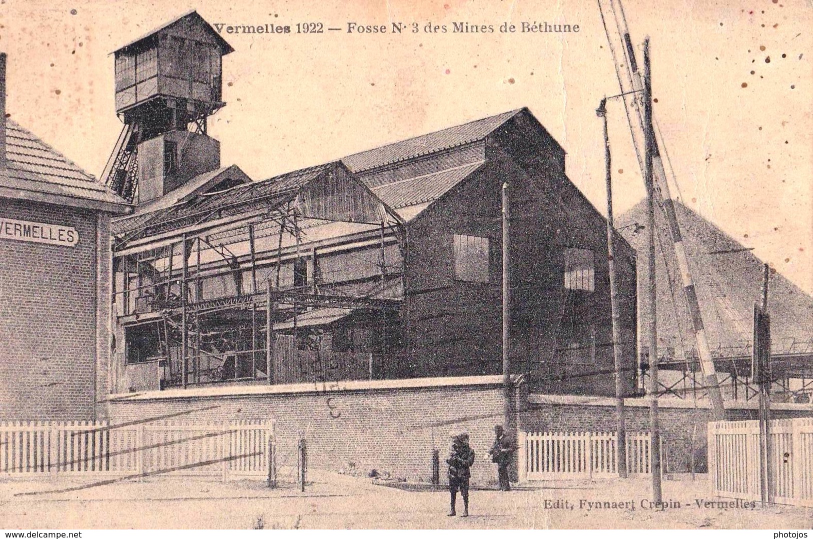 CPA  : Vermelles (62)  Rare Fosse N° 3  En 1922  Mines De Béthune    Ed Fynnaert Crépin - Andere & Zonder Classificatie