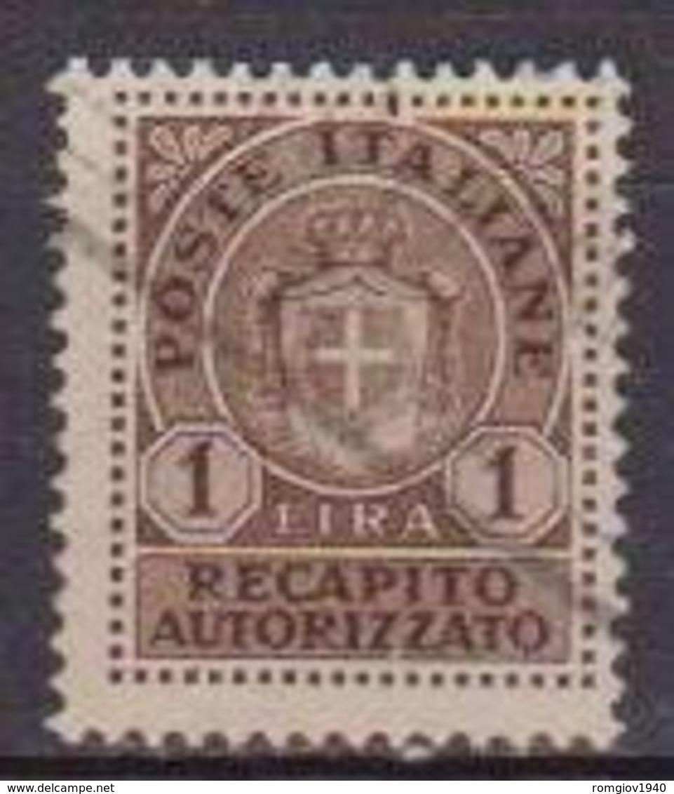 REGNO D'ITALIA LUOGOTENENZA 1946 RECAPITO AUTORIZZATO SENZA FASCI SASS. 7 USATO VF - Geautoriseerde Privédienst