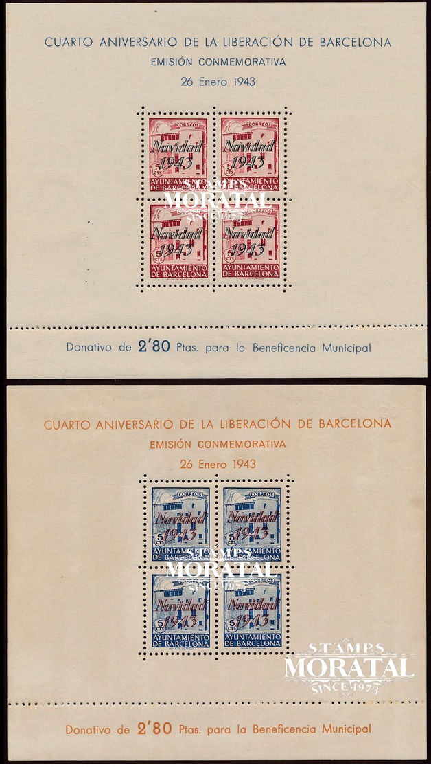 1943 España  Ed B-53/54  HB Casa Padellás. Sobrecargado Barcelona *MH Buen Estado, Nuevo Con Charnela  (Edifil) - Barcelone
