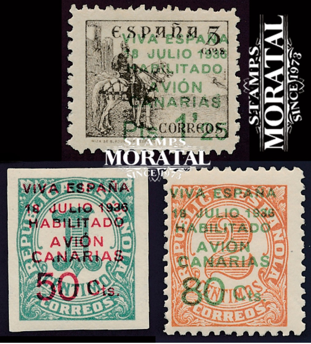 1937 España  Ed C-8/10  Sellos Republica Habilitados Canarias *MH Buen Estado, Nuevo Con Charnela  (Edifil) - Asturias & Leon