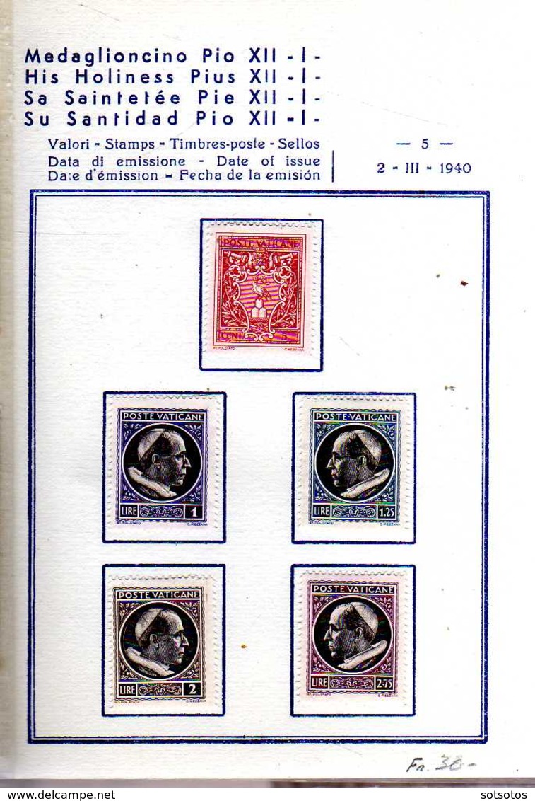 VATICAN Little COLLECTION Of 90 Mint Stamps ISSUED DURING PIUS XII PONTIFICATE In A Very Nice Small Album, All In Comple - Sammlungen