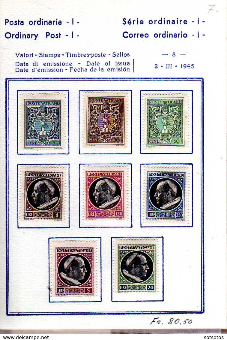 VATICAN little COLLECTION of 90 mint stamps ISSUED DURING PIUS XII PONTIFICATE in a very nice small album, all in comple