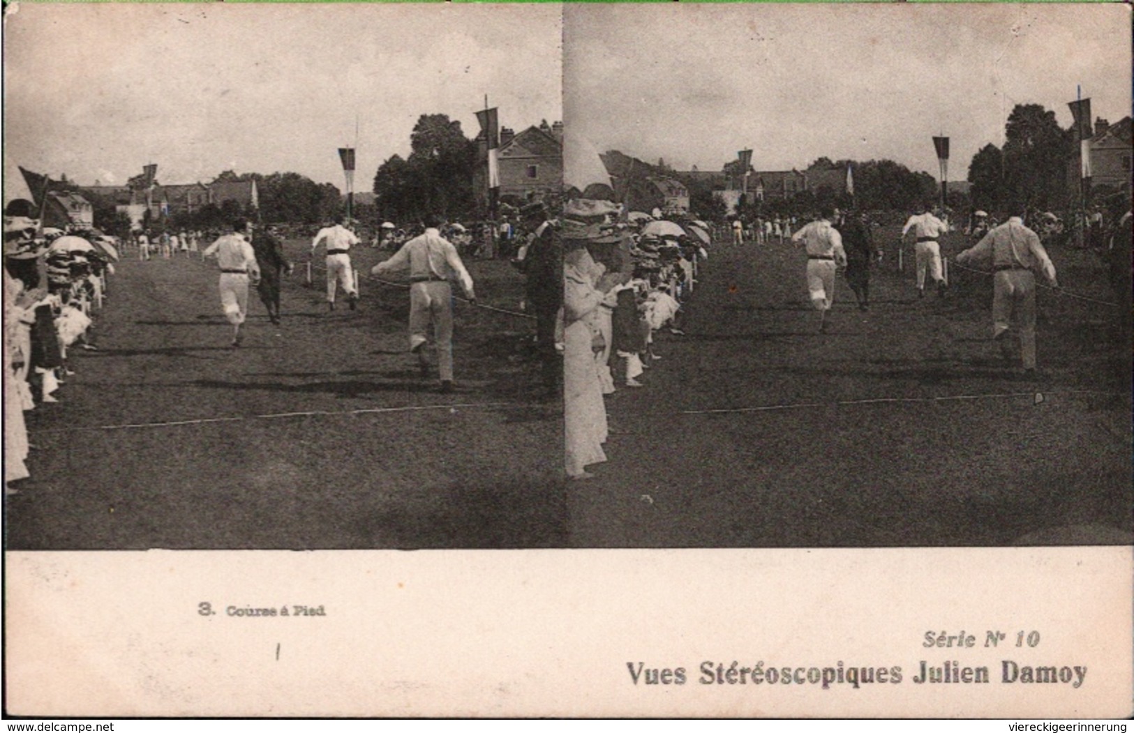 ! Stereokarte, Stereoview, Vue Stereoscopique Julien Damoy, Serie No.10, Sport, Staffellauf - Stereoskopie