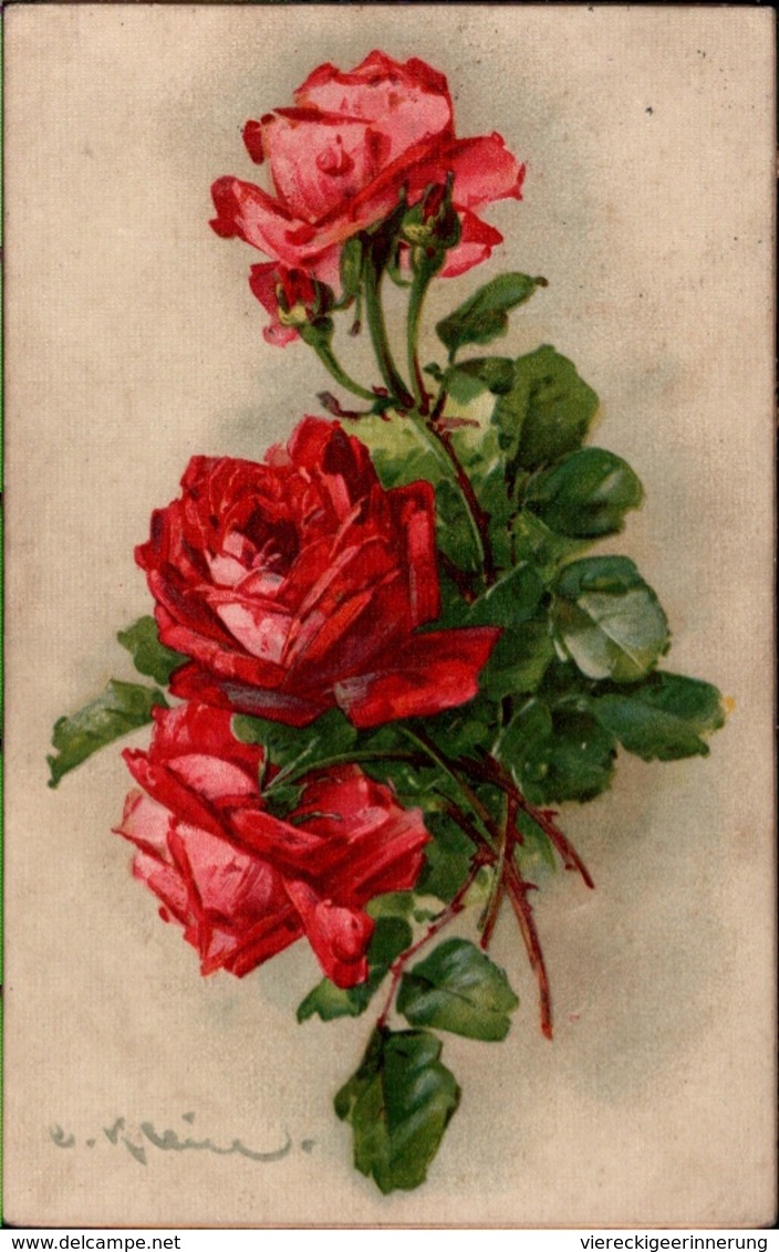 ! 1921  Ansichtskarte Künstlerkarte Sign. C. Klein, Catharina Klein, Rosen, Roses - Klein, Catharina