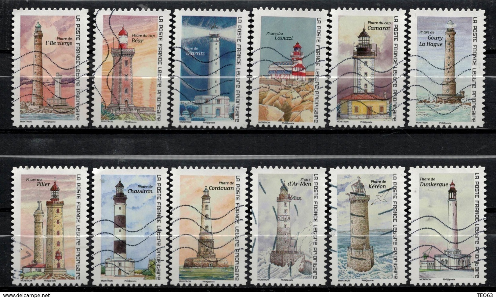 SÉRIE COMPLÈTE 12 TIMBRES 2019 REGARDS SUR NOS COTES PHARES - Used Stamps