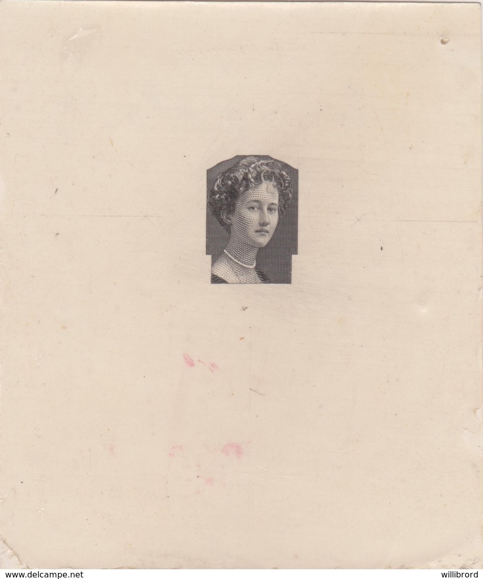 Luxembourg - MARIE ADÉLAÏDE DIE PROOF ON GLAZED CARD BY SCHIRNBÖCK - Showpiece Believed To Be Unique - - 1914-24 Marie-Adélaïde