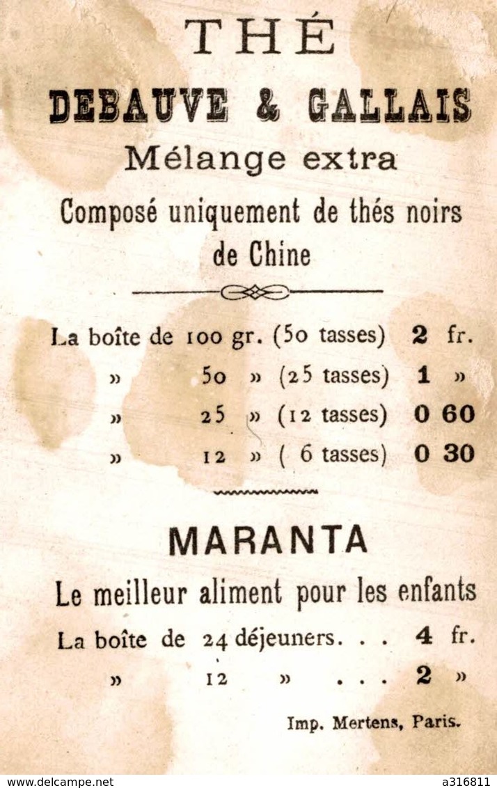 Chromo  CHOCOLAT DEBAUVE ET GALLAIS  DRAPEAU DE LA GARDE NATIONALE DE PARIS - Autres & Non Classés