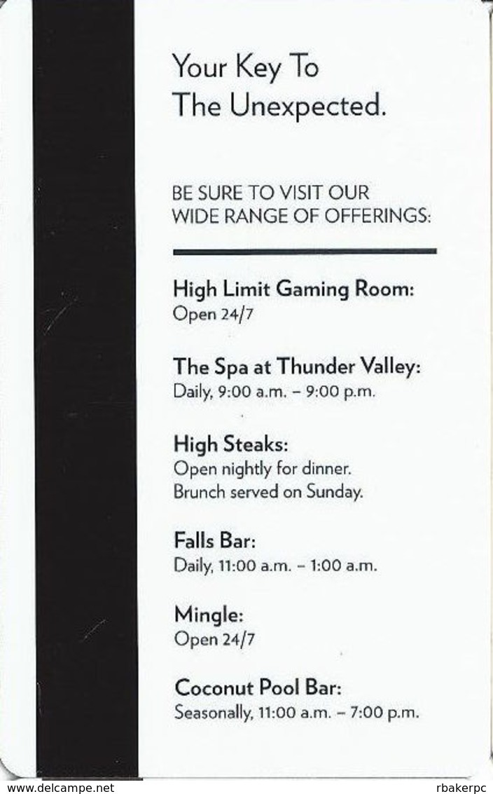 Thunder Valley Casino - Lincoln CA - Hotel Room Key Card - Hotel Keycards