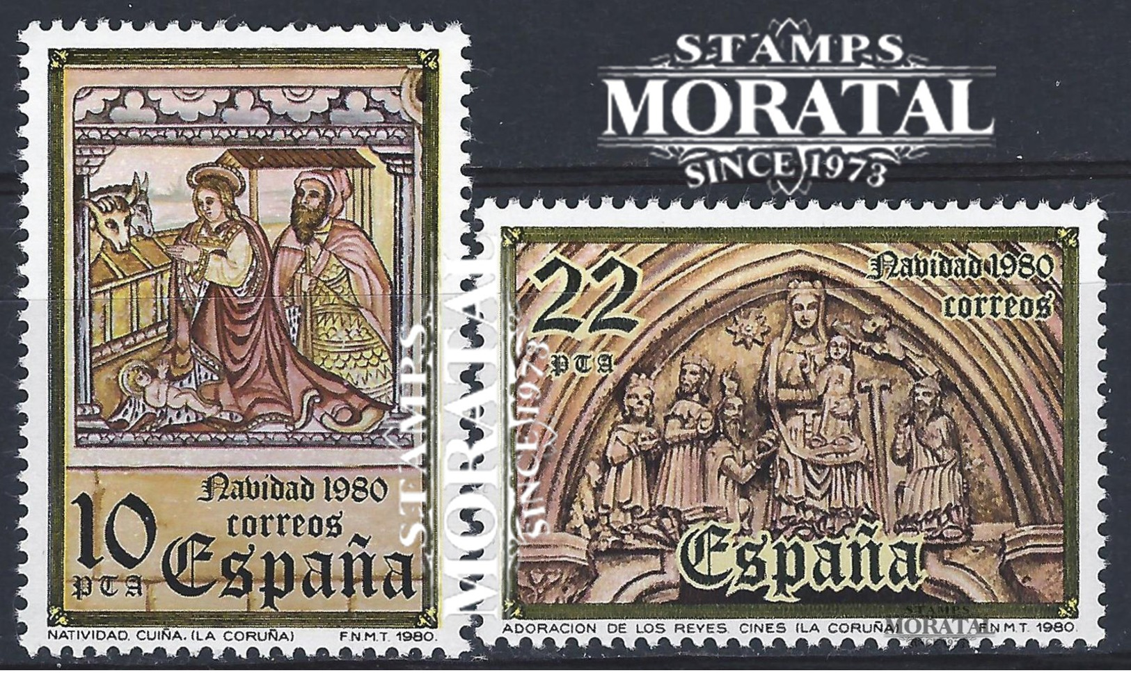 1980 Spain  Sc 2223/2224 Christmas Christmas **MNH Very Nice, Mint Hever Hinged﻿  (Scott) - Unused Stamps
