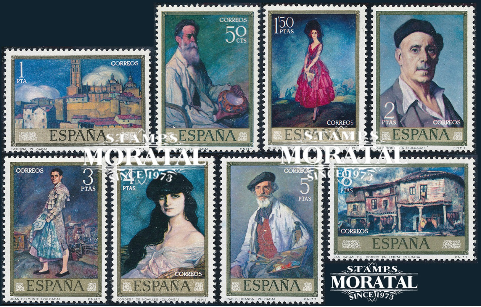 1971 Spain  Sc 1663/1670 Zuloaga Painting **MNH Very Nice, Mint Hever Hinged﻿  (Scott) - Unused Stamps