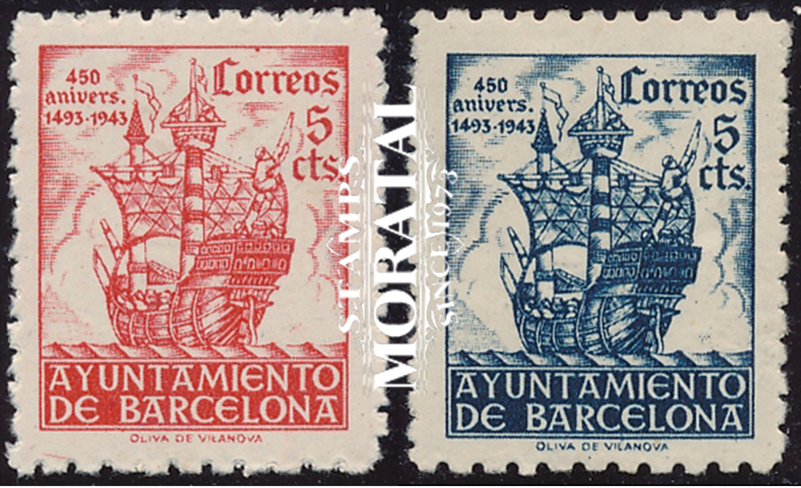 1943 Spain  Sc 0 Colon To Barcelona  **MNH Very Nice, Mint Hever Hinged﻿  (Scott) - Barcelone