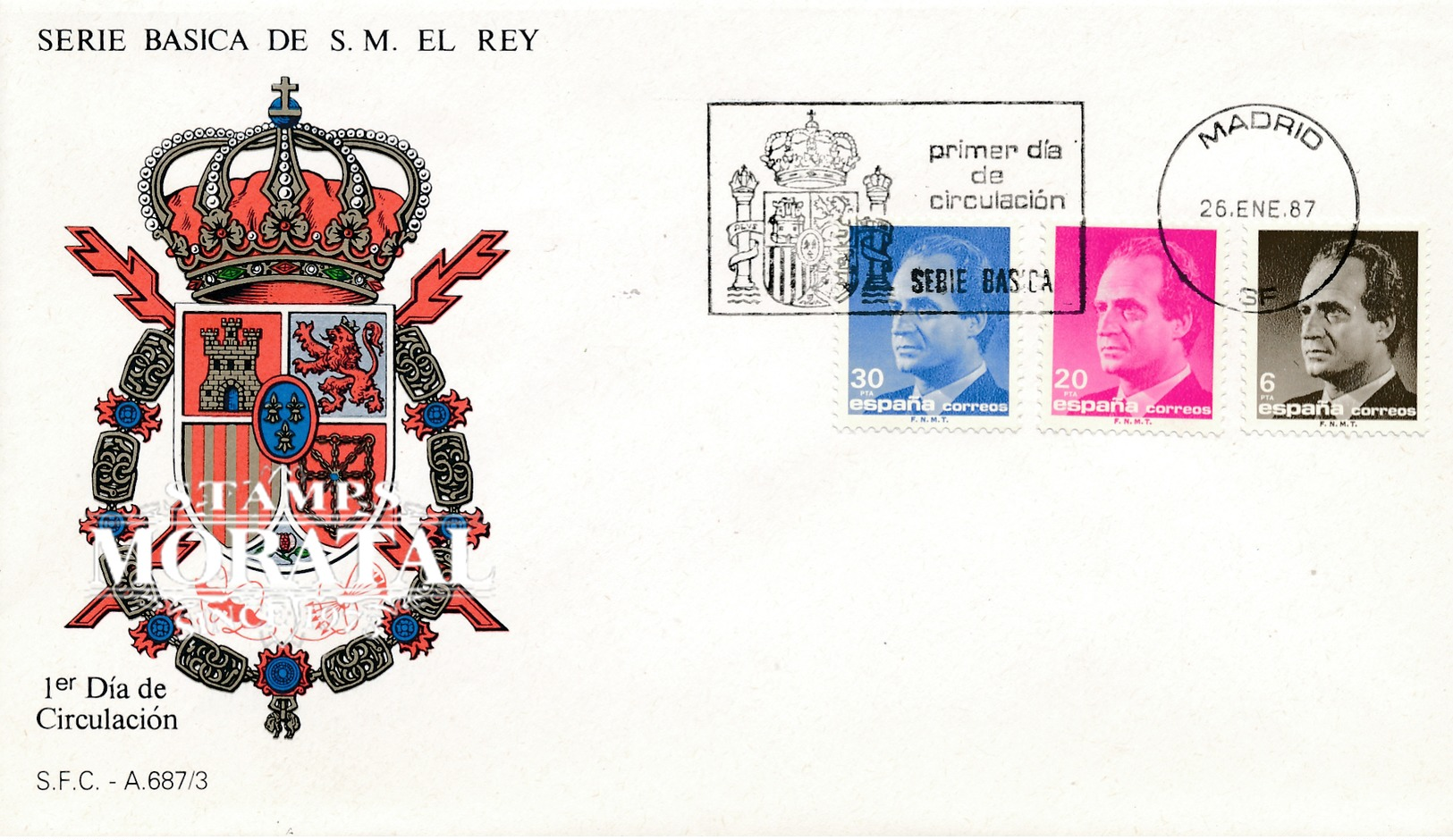 1987 Spain  Sc 2421, 2432, 2435 Juan Carlos I Kings FDC Nice  (Scott) - FDC