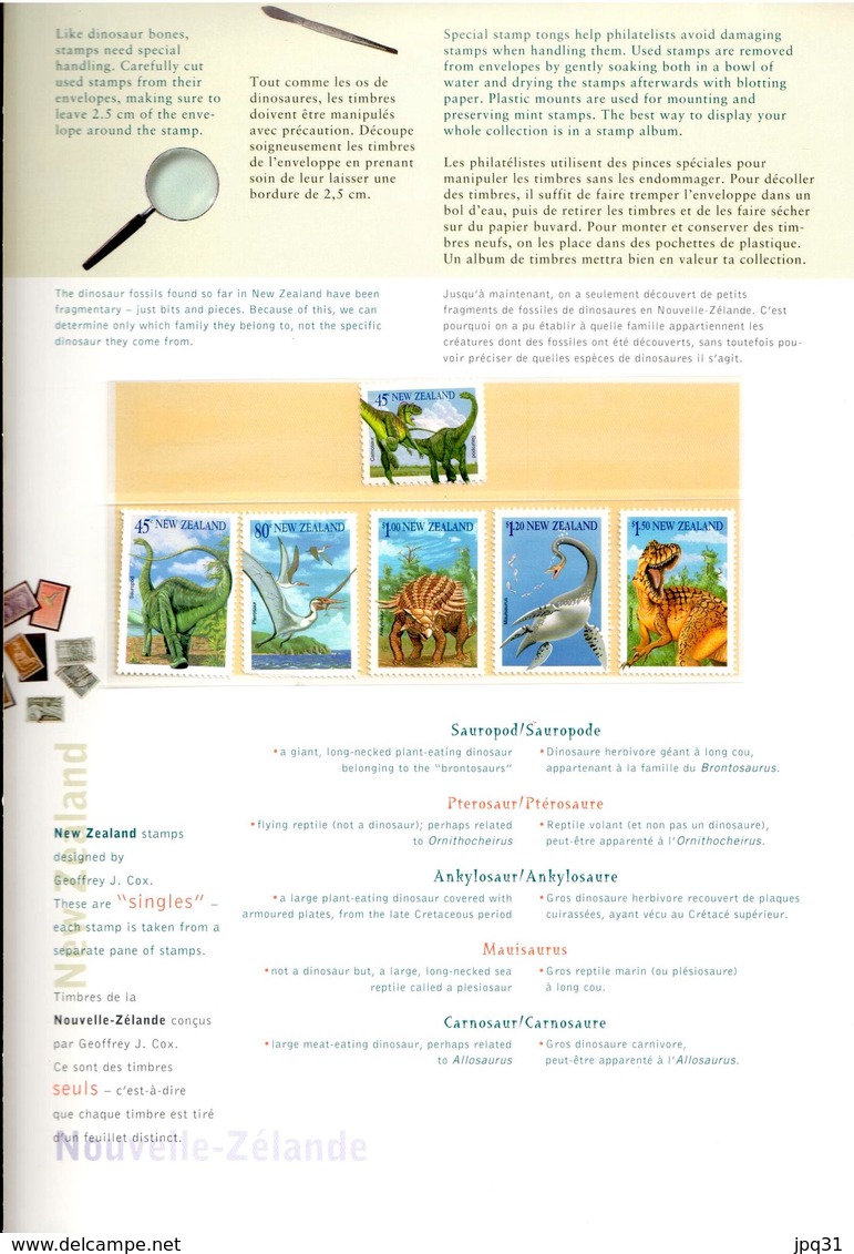 Livret Les Dinosaures - Canada / Australie / Nouvelle-Zélande - Canada Post 1993 - Joint Issues