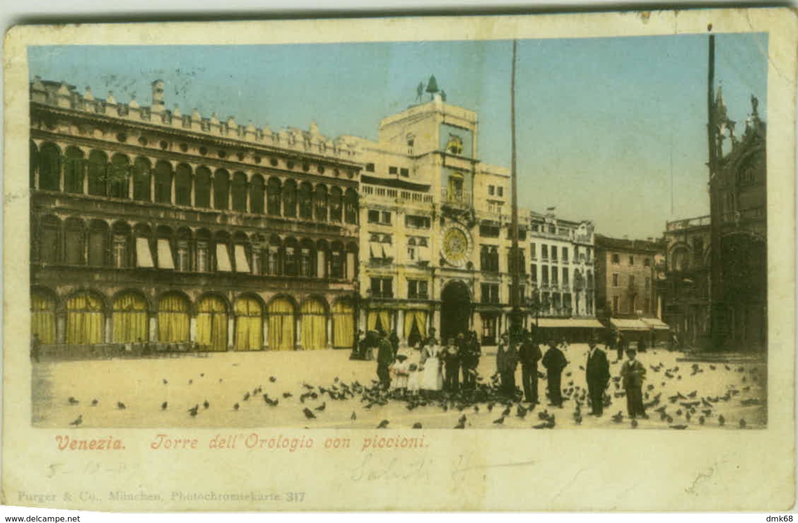 VENEZIA - TORRE DELL'OROLOGIO CON PICCIONI - EDIZ. PURGER & CO.  - 1900s (3763) - Venezia (Venice)