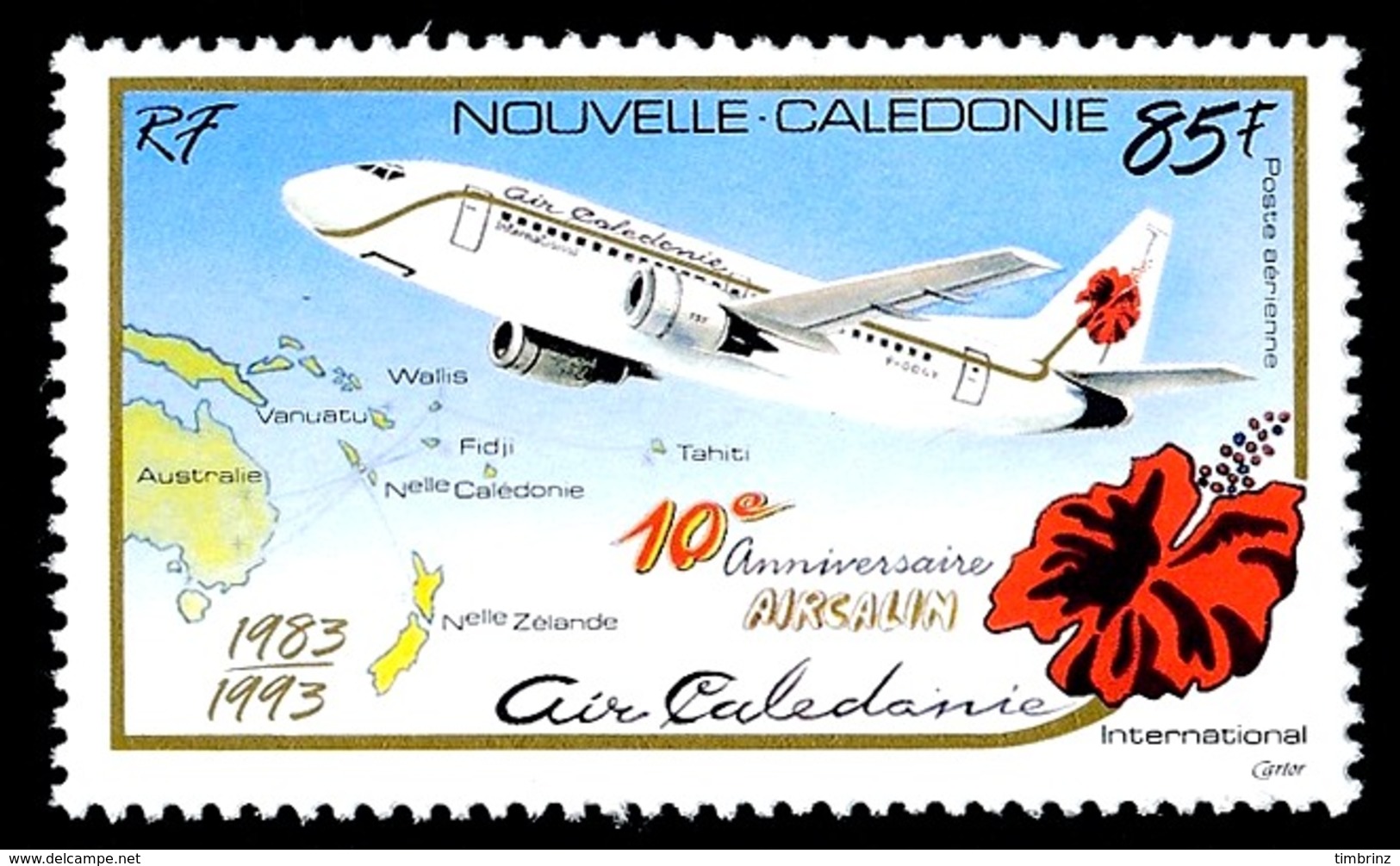 NOUV.-CALEDONIE 1993 - Yv. PA 305 **   Faciale= 0,71 EUR - Aircalin (Air Calédonie Int.)  ..Réf.NCE24959 - Nuevos