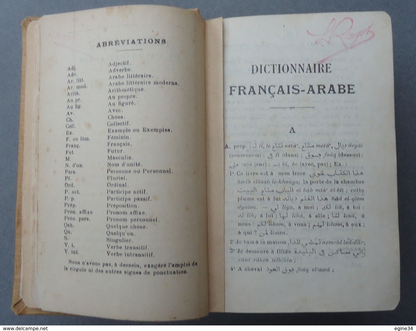 Editeur Jules Carbonel Alger - Belkassem Ben Sedira - Dictionnaire Français-Arabe - 6ème Edition