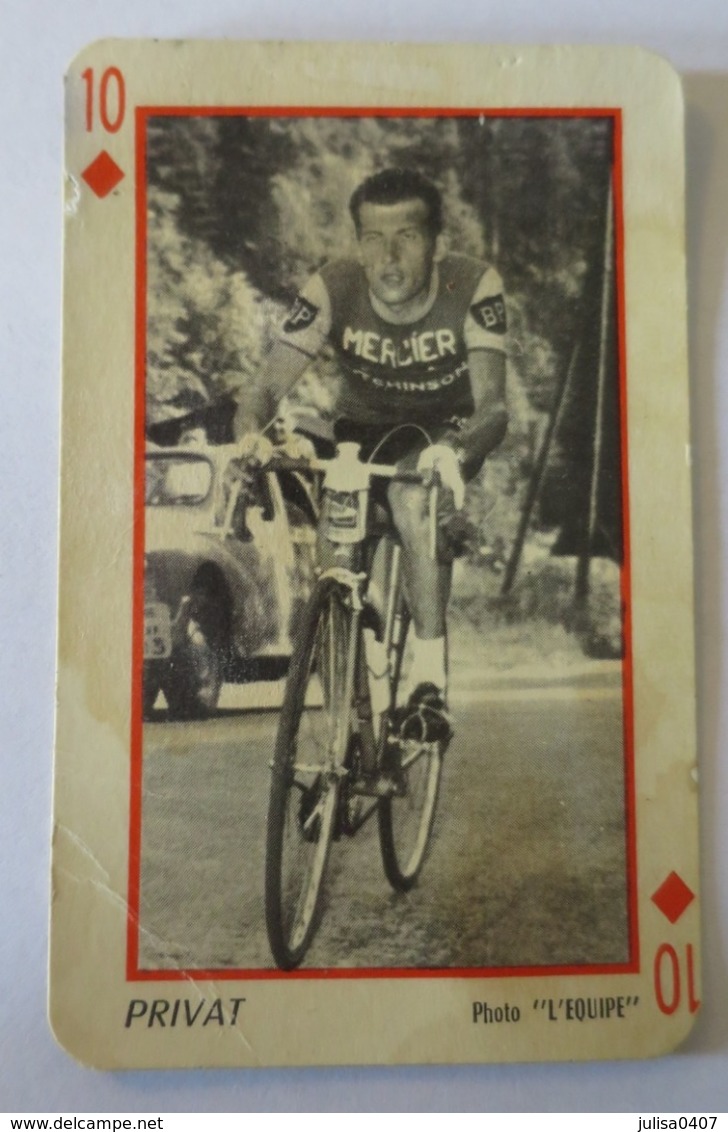 CARTE A JOUER Ancienne 10 De Carreaux Rouge Coureur PRIVAT - Cyclisme