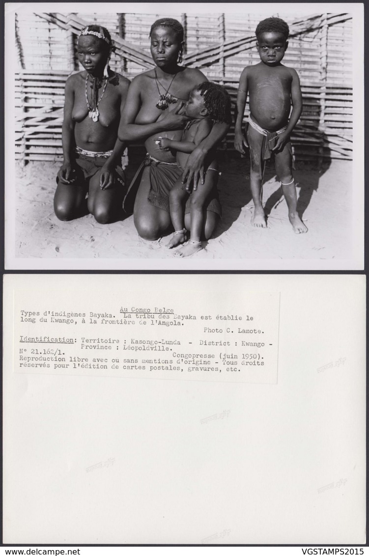 CONGO BELGE PHOTOS C.LAMOTE (24X18 Cm) 1950 " INDIGENE BAYAKA " (7G) DC-5230 - Afrika