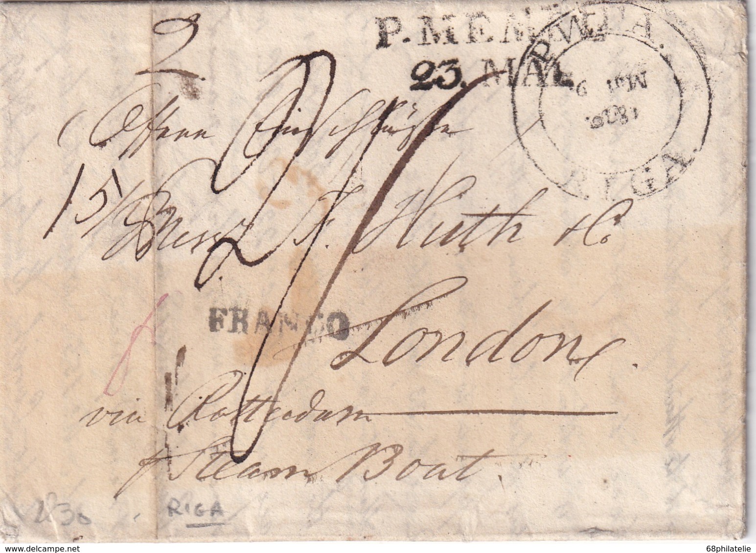 RUSSIE    1830 LETTRE DE RIGA POUR LONDON - ...-1857 Vorphilatelie