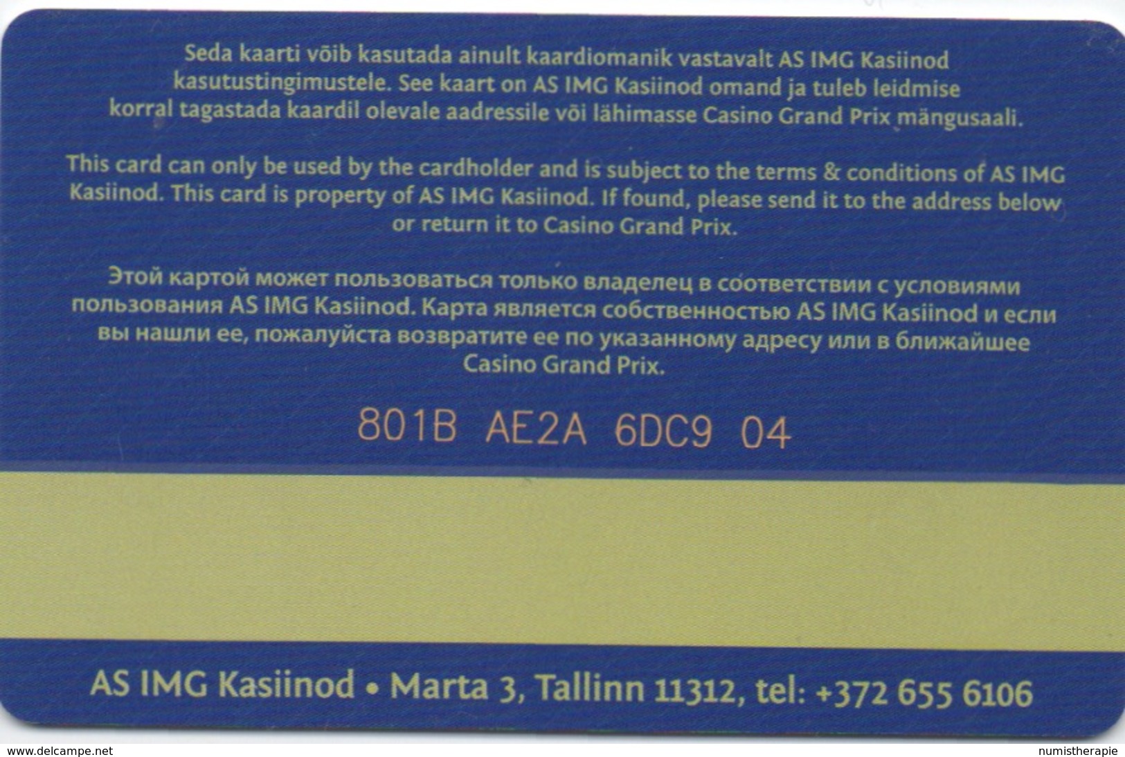 Carte De Casino : GRAND X : Casino Grand Prix - Multi Game - Casino Videomat : Tallinn Estonie - Cartes De Casino