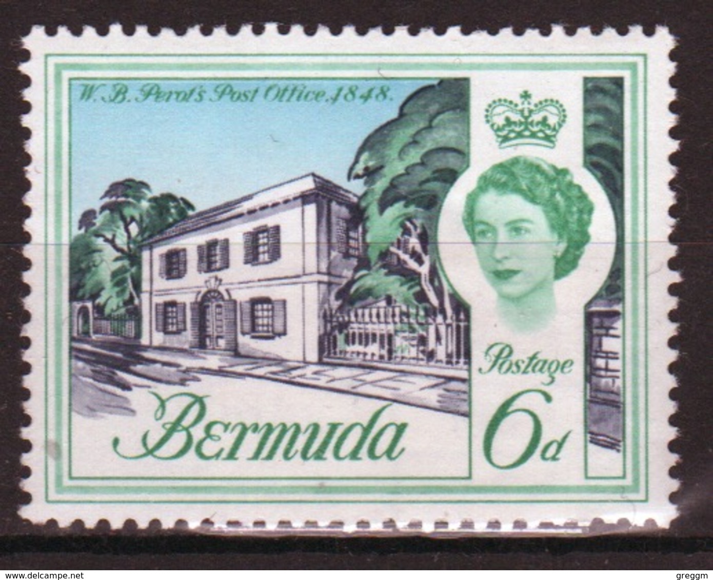 Bermuda Elizabeth II 1962 Single 6d Stamp From The Definitive Set. - Bermuda