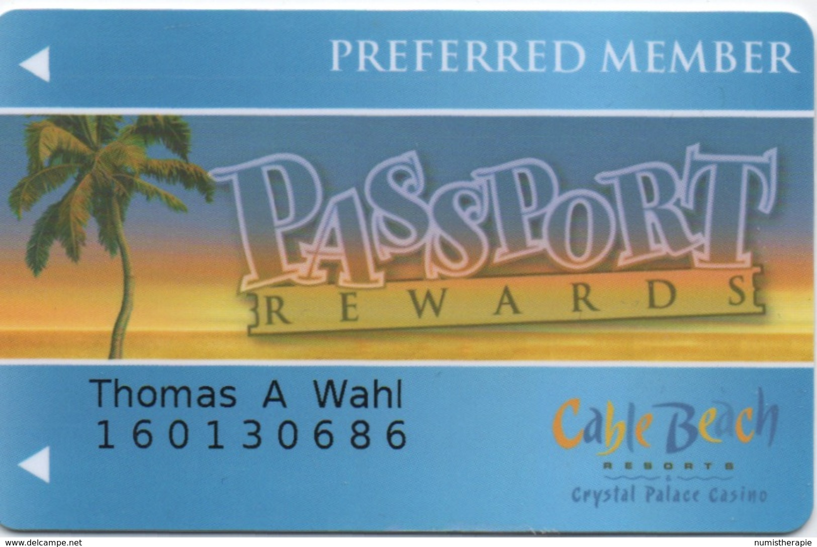 Carte De Casino : Cable Beach Crystal Palace Casino : Preferred Member : Bahamas - Cartes De Casino