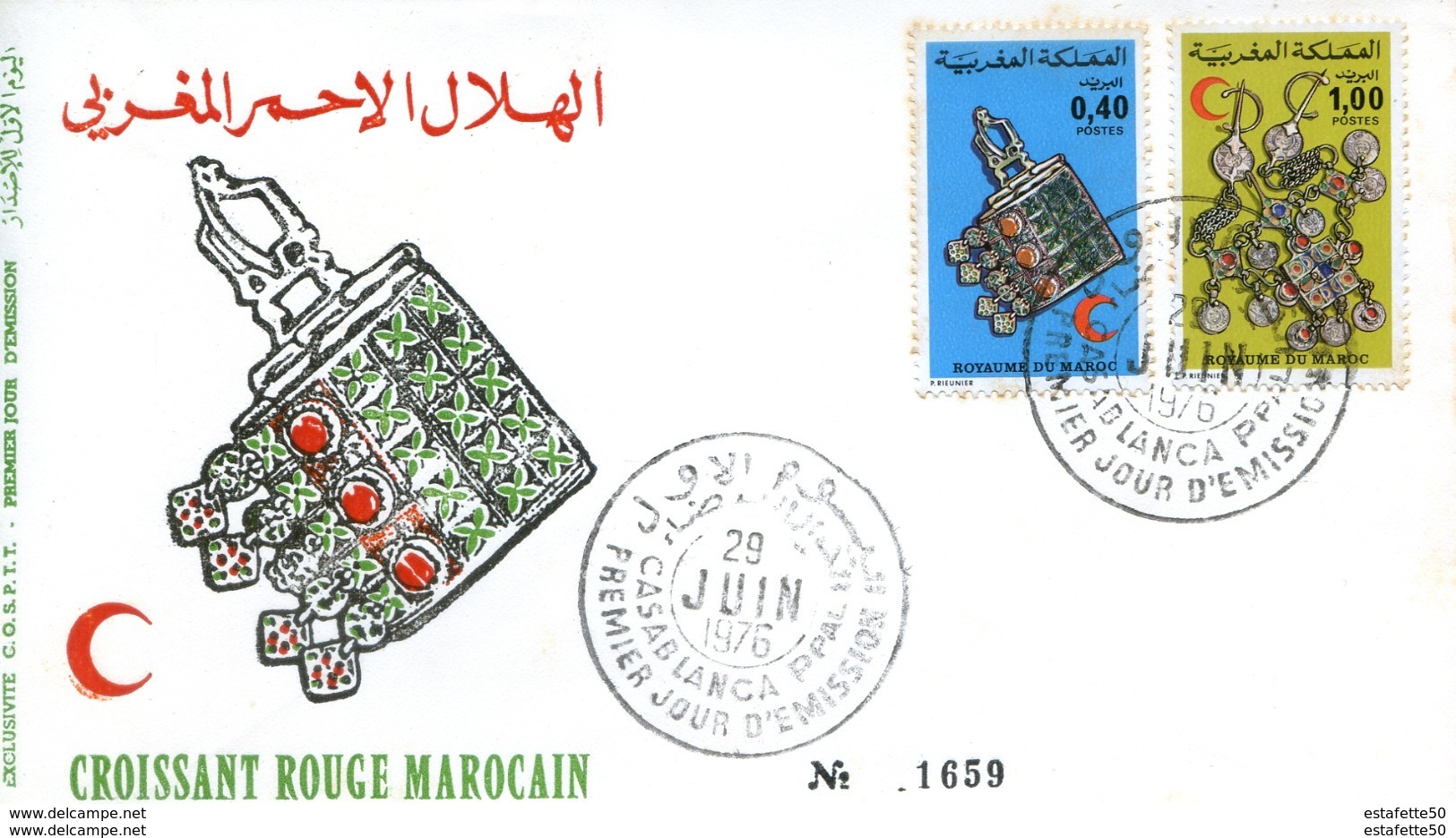 Maroc;FDC 1976 ;  TP N°761/762 " Croissant Rouge Marocain  "Morocco;Marruecos - Maroc (1956-...)