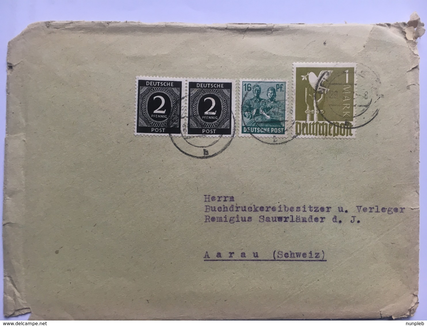 GERMANY 1948 Occupation Cover Neustadt To Aarau Switzerland - Other & Unclassified