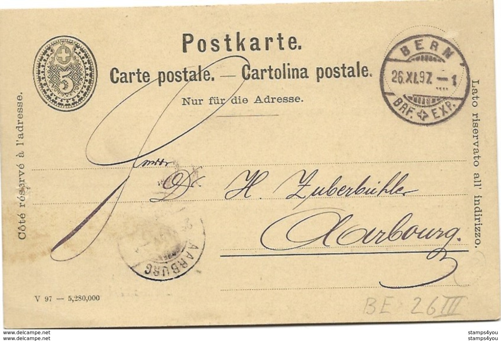 214 - 35 - Entier Postal Privé "A. Blum" 1897 Bern - Ganzsachen