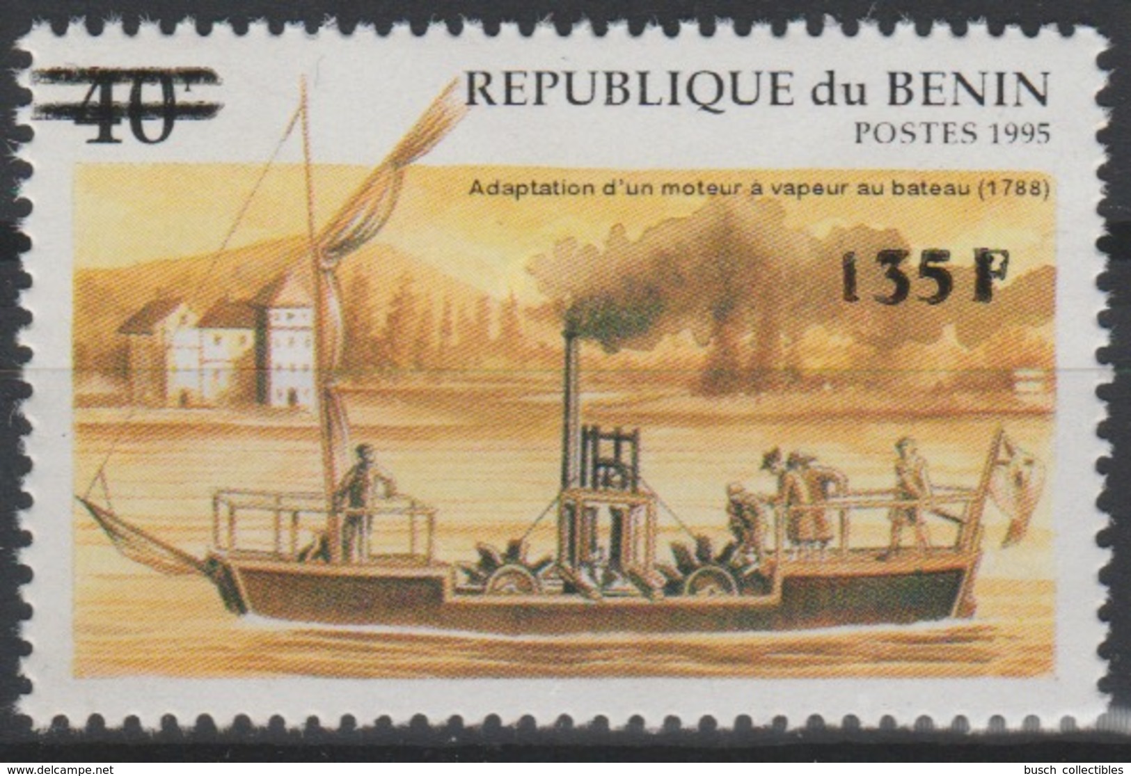 Bénin 2000 Mi. 1232 Adaptation Dun Moteur à Vapeur Au Bateau 1788 Boot Boat Dampf Ship Schiff Surchargé Overprint MNH** - Benin – Dahomey (1960-...)