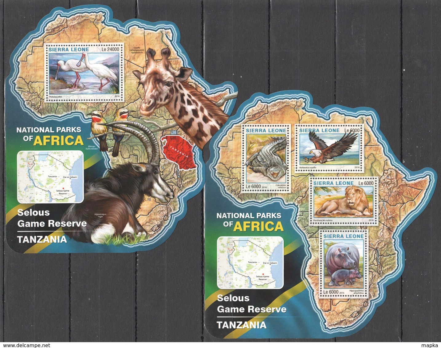 ST258 2016 SIERRA LEONE WILD ANIMALS NATIONAL PARK SELOUS GAME RESERVE KB+BL MNH - Altri & Non Classificati