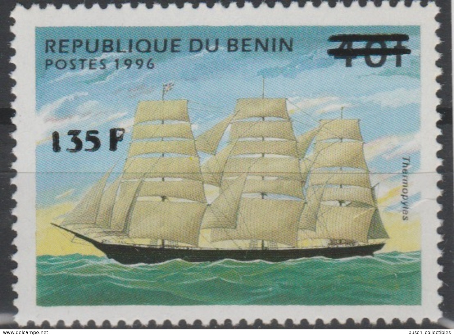 Bénin 2000 Mi. 1242 Voilier Sailing Ship Segelschiff Boot Boat Schiff Thermopyles Surchargé Overprint MNH** - Benin – Dahomey (1960-...)