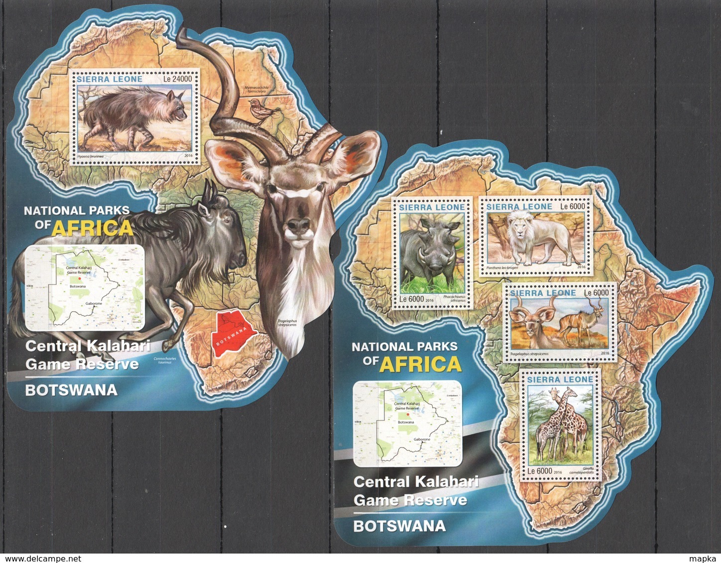 ST275 2016 SIERRA LEONE WILD ANIMALS NATIONAL PARK CENTRAL KALAHARI KB+BL MNH - Altri & Non Classificati