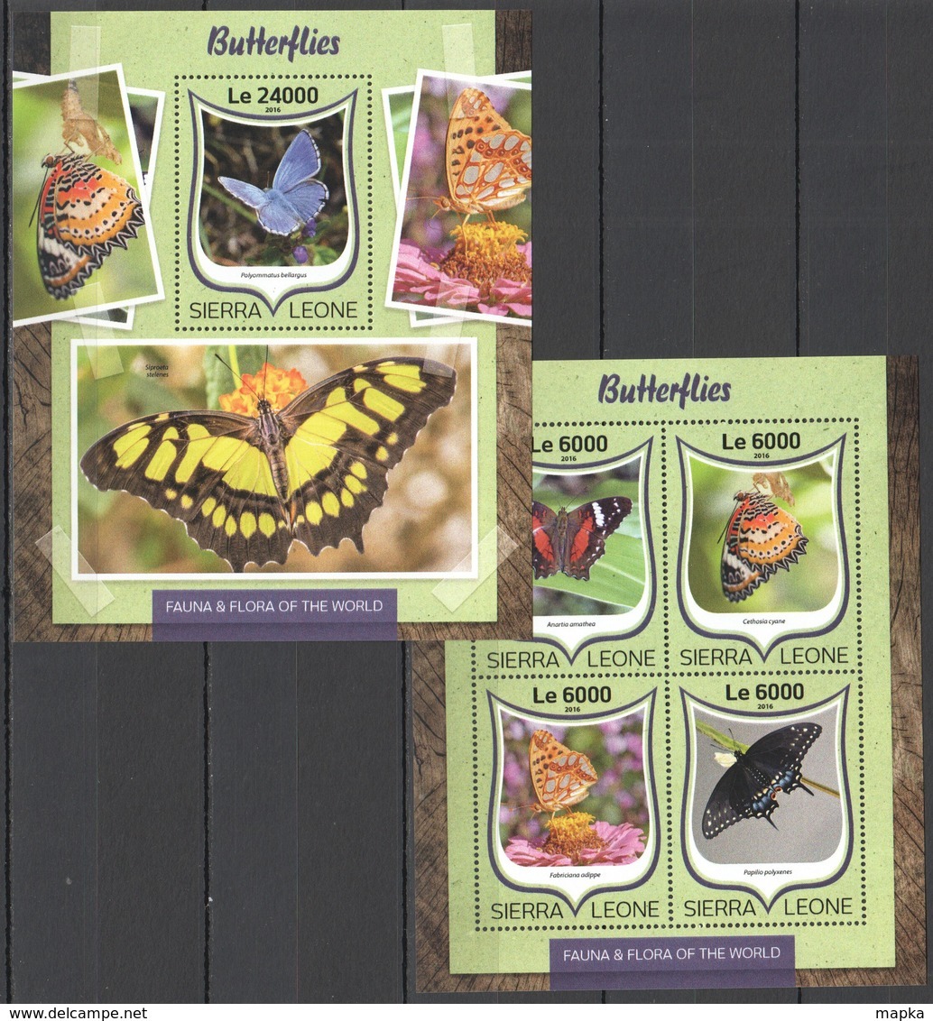 ST284 2016 SIERRA LEONE FAUNA & FLORA OF THE WORLD BUTTERFLIES KB+BL MNH - Schmetterlinge