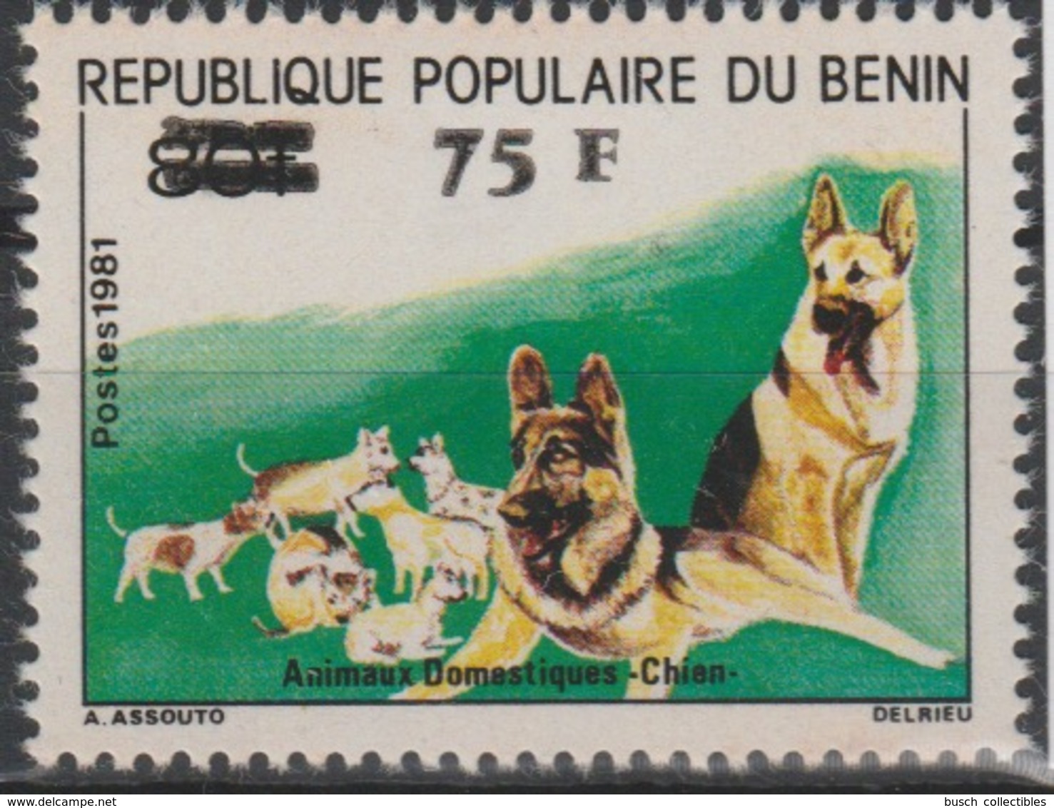 Bénin 1983 Mi. 311 Berger Allemand Rex Schäferhund Chien Hund Dog Faune Fauna Surchargé Overprint MNH** - Benin – Dahomey (1960-...)