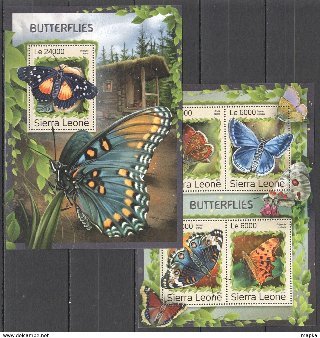 ST333 2016 SIERRA LEONE FAUNA INSECTS BUTTERFLIES KB+BL MNH - Schmetterlinge