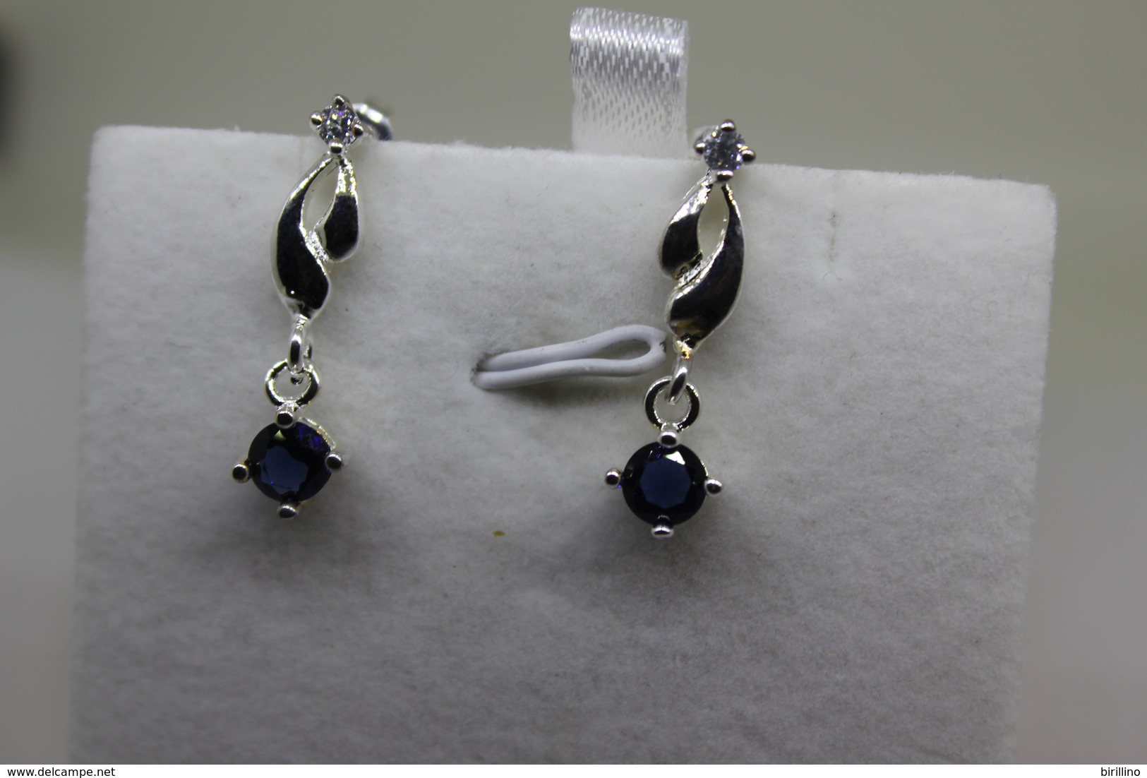 A60120 - Orecchini Pendenti In 925 Sterling - Zirconi Blu - Aretes