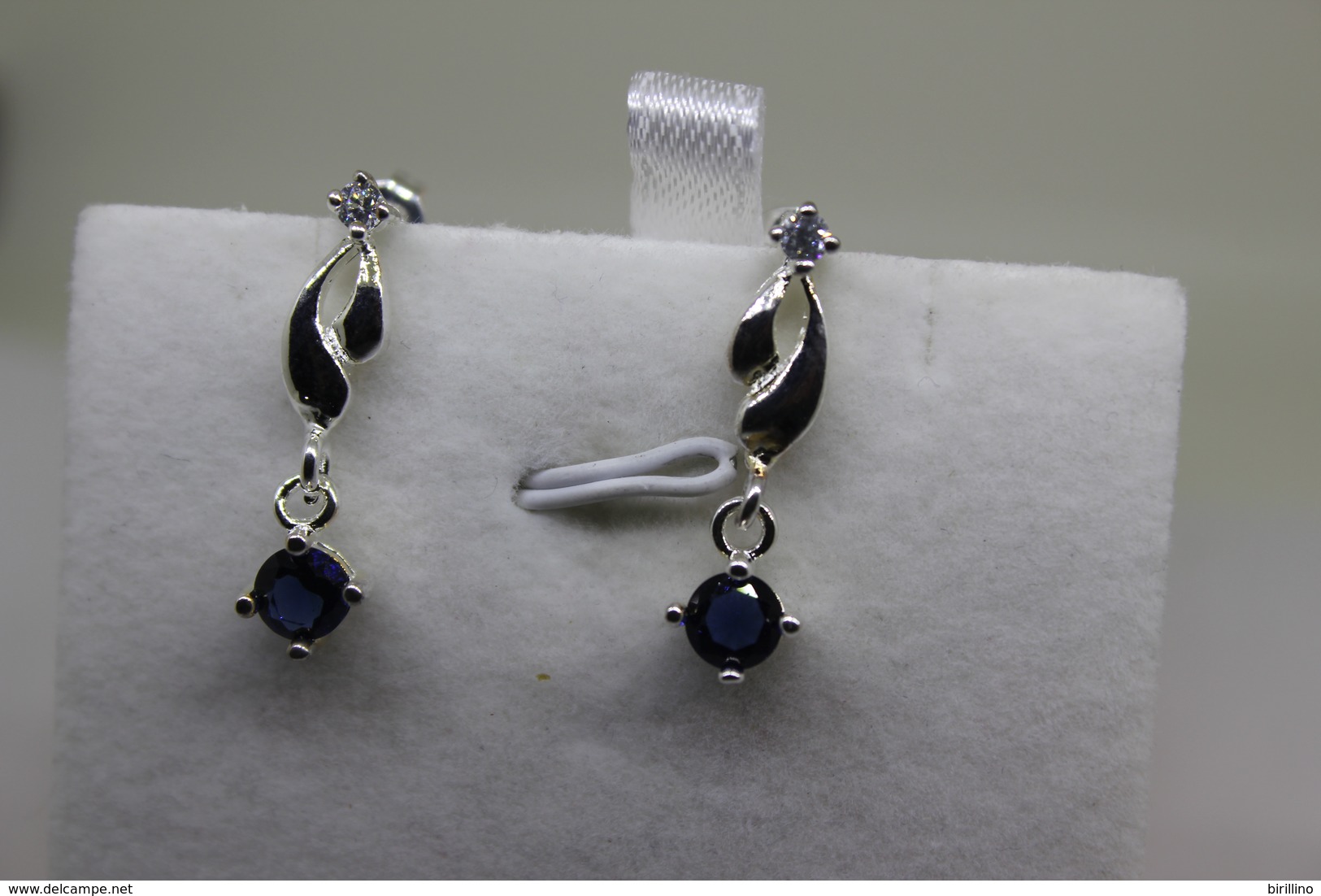 A60120 - Orecchini Pendenti In 925 Sterling - Zirconi Blu - Earrings