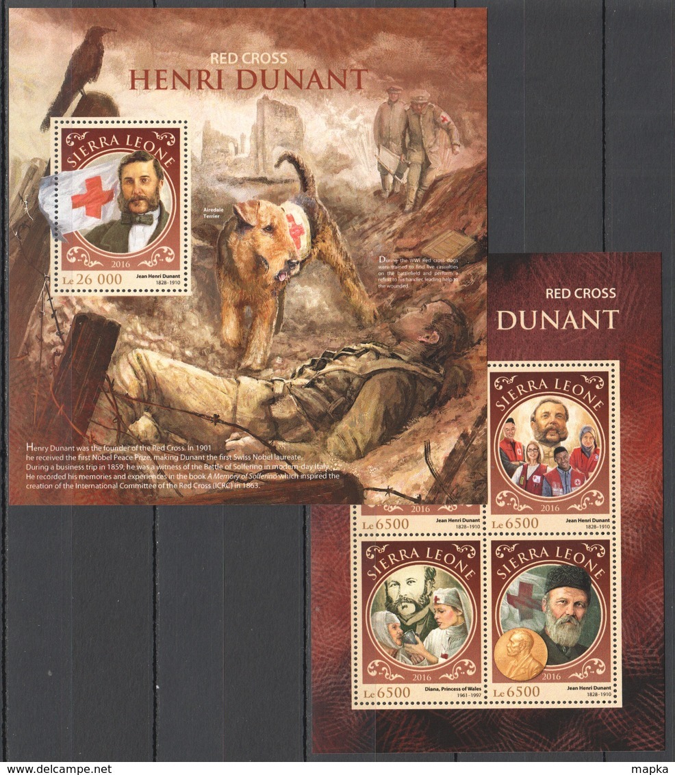 ST408 2016 SIERRA LEONE RED CROSS FAMOUS HENRI DUNANT KB+BL MNH - Henry Dunant