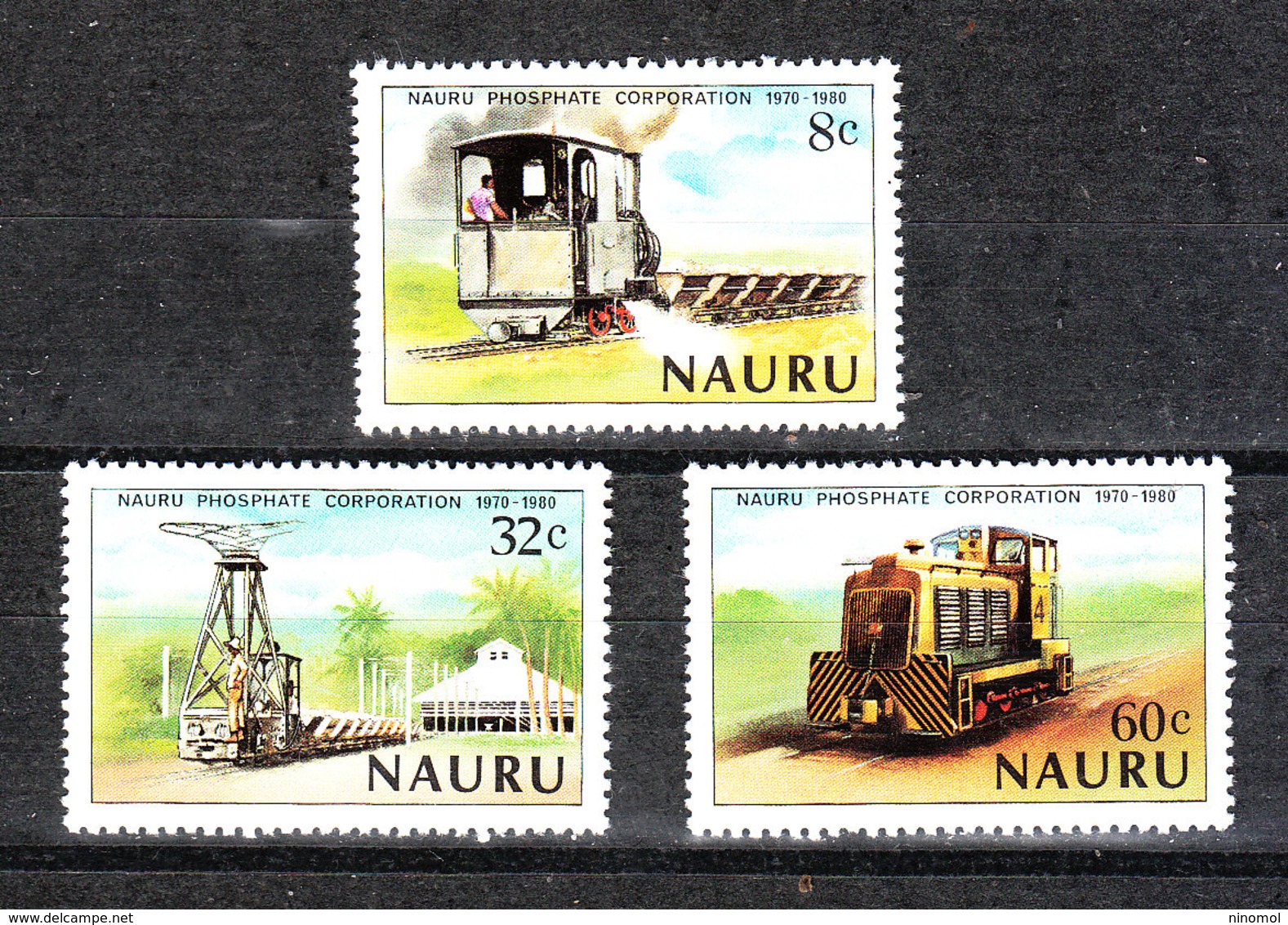 Nauru   - 1980.  Estrazione Dei Fosfati. Vecchi Locomotori.  Phosphate Extraction. Old Locomotives. Complete MNH Series - Fabbriche E Imprese