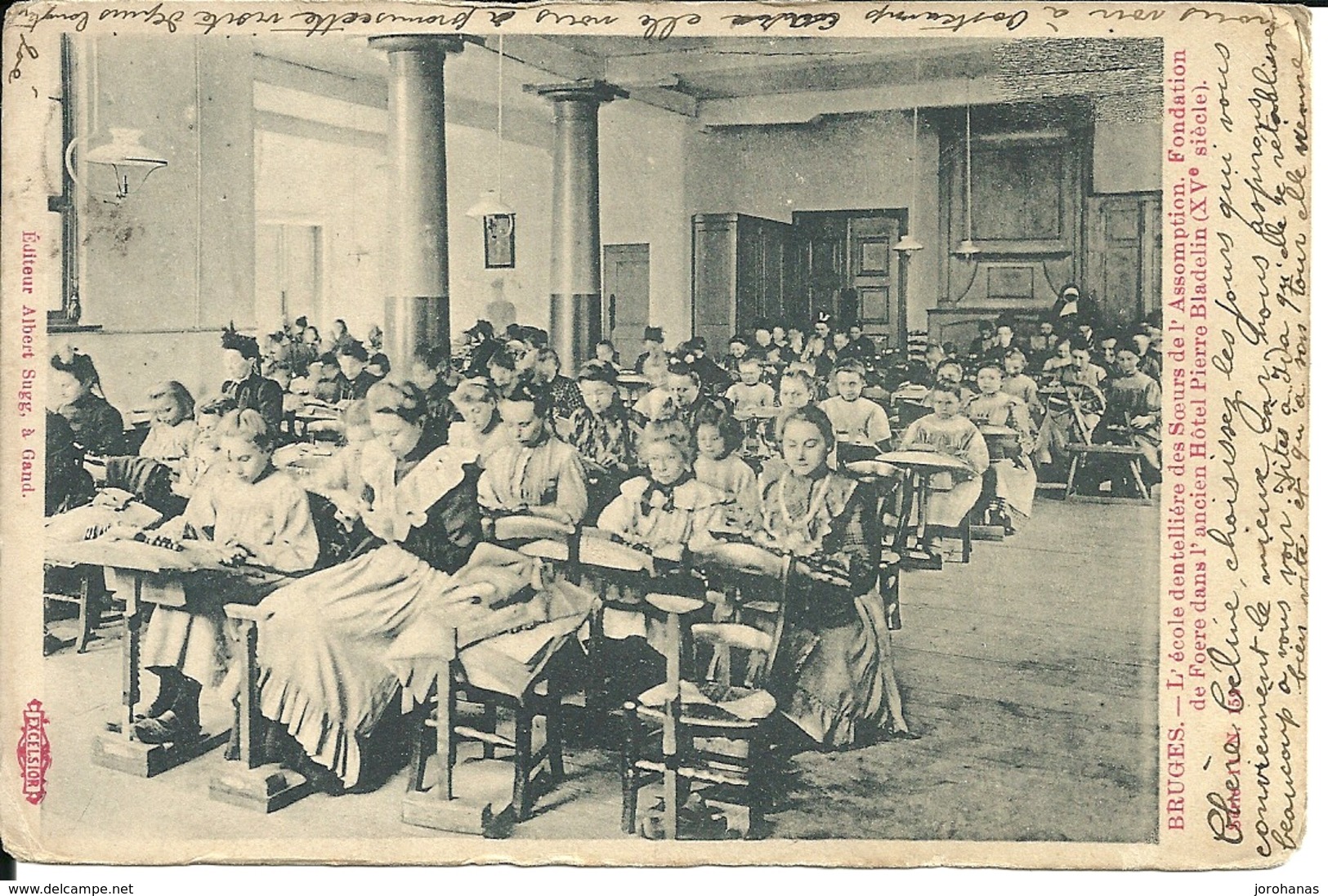 Brugge - Bruges SUGG Kaart N° 159  Kantwerkschool - L' Ecole Dentelliére Afgestempeld Oostkamp 1905 - Brugge
